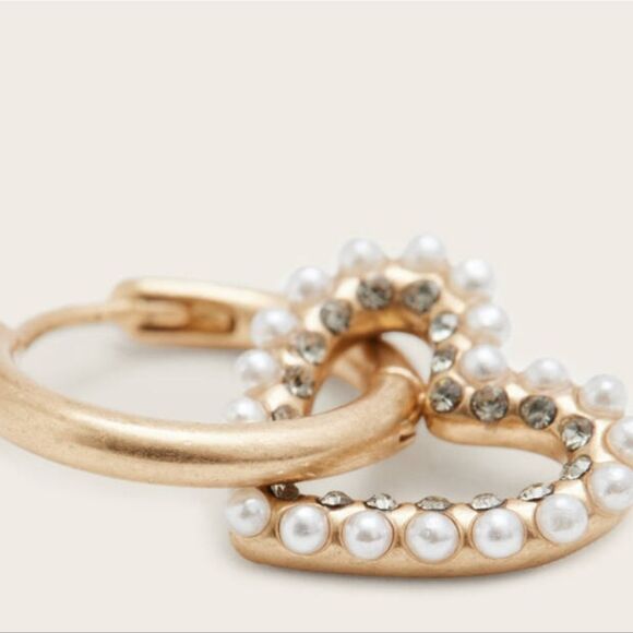 All-Saints Vida Heart Bead Embellished Hoop Earrings - Picture 2 of 10